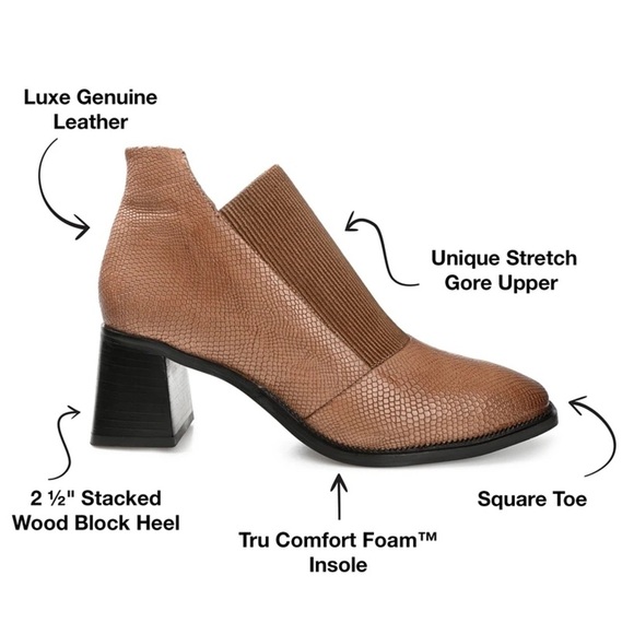 Journee Signature Women's Stylla Stretch Vamp Leather Block Heel Shooties Size 9 - Picture 2 of 11